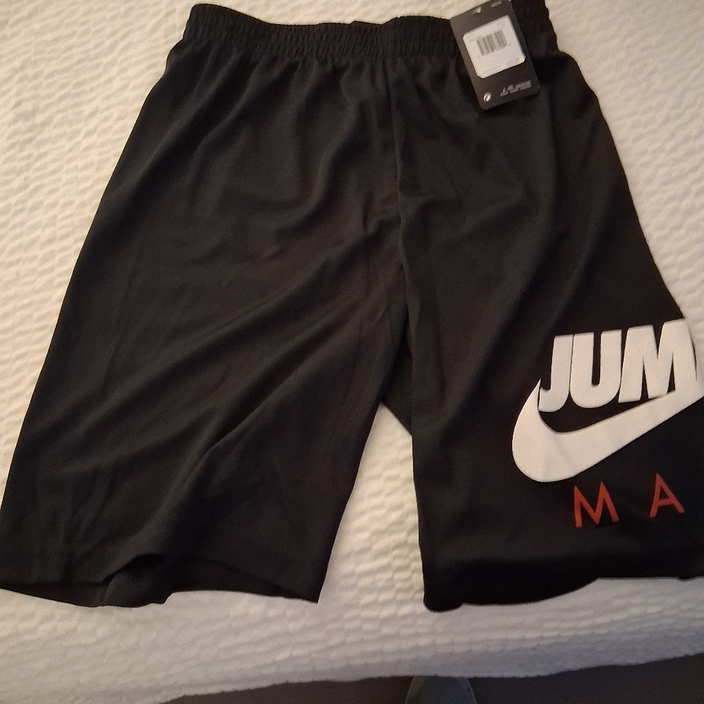 Nike Black Jumpman Athletic Shorts with White Swoosh and Red Accent BOYS SIZE XL